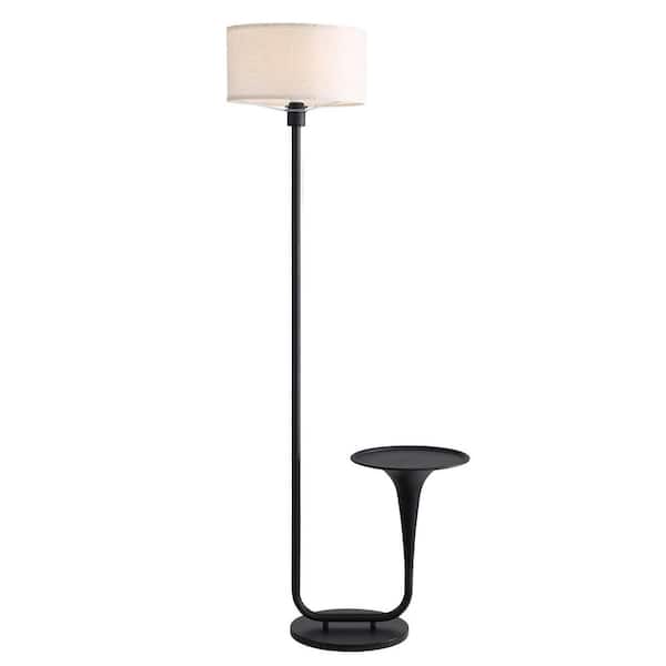 57 in. Modern Black 1-Light Dimmable Standard Floor Lamp with Table and Bulb Included for Living Room