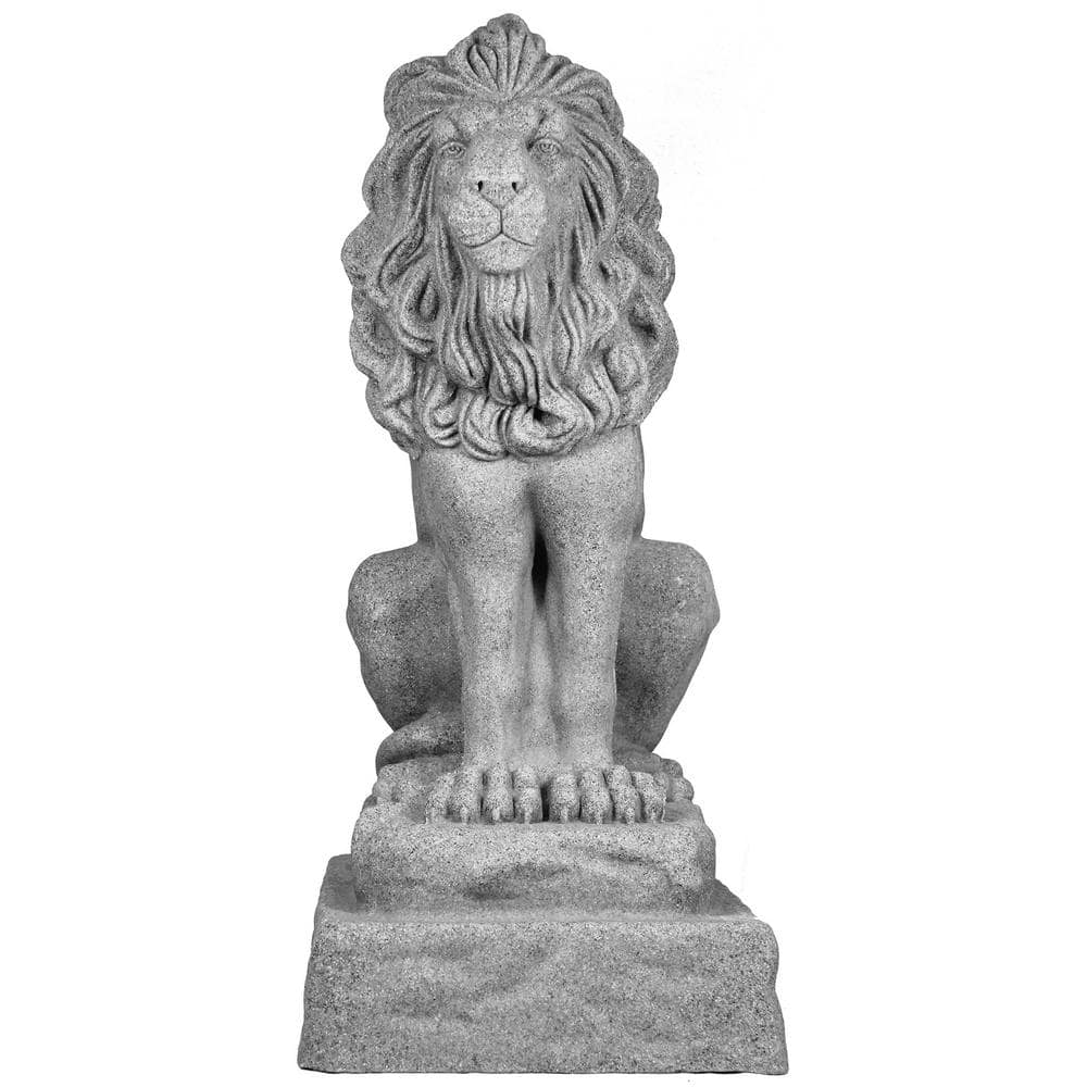 Guardian Lion 28" Natural Granite Resin Garden Statue