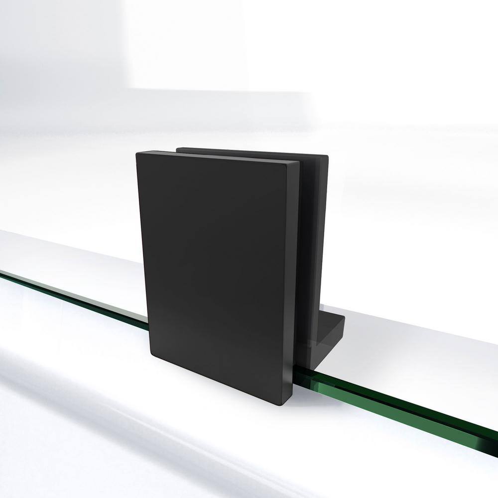Elegance-LS 50-52" Matte Black Frameless Pivot Shower Door with Clear Glass