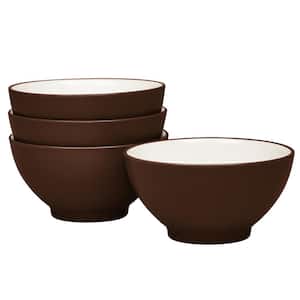 Colorwave Chocolate 5.75 in., 20 fl. oz. (Brown) Stoneware Rice Bowls, (Set of 4)