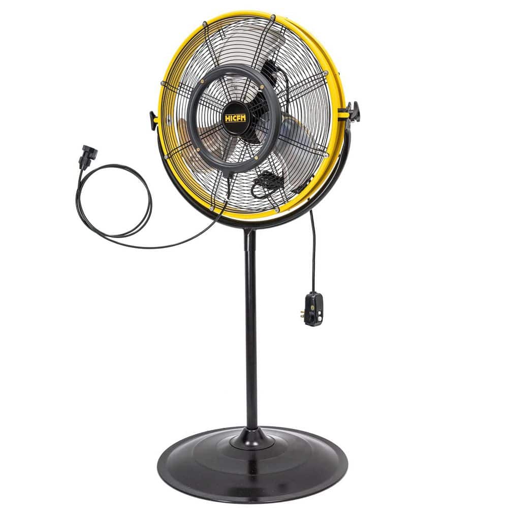 HICFM 20 in. Yellow 4400 CFM Outdoor Misting Pedestal Fan with IP44 Motor, Mist Kit, GFCI Plug, 120° Tilt - UL Listed price history on PriceWatchPro