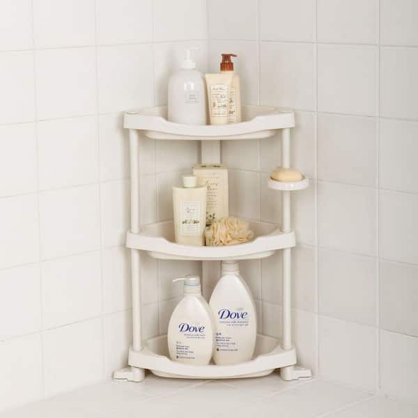 Dracelo Brown 4-Tier Adjustable Shelves Shower Caddy Corner for Bathroom, Bathtub Storage Organizer for Shampoo Accessories