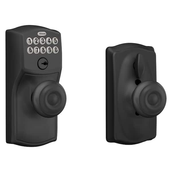 Schlage Camelot Matte Black Electronic Door Lever Lock with
