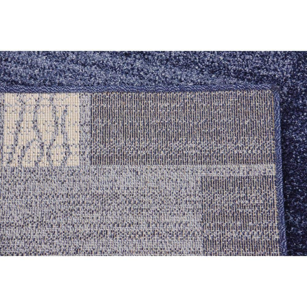 Navy Blue Tufted Rectangular Synthetic Easy Care Rug