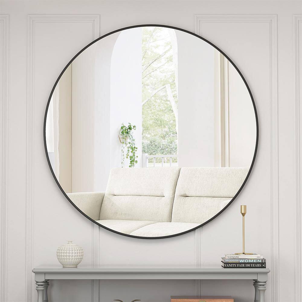 Black 38.19 in. W x 38.19 in. H Farmhouse Round Glass Framed Mirror Wall Mirror Wall Decor Mirror Bathroom Vanity Mirror price history on PriceWatchPro
