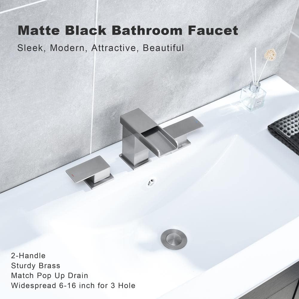 Brushed Nickel 8-Inch Widespread Double Handle Bathroom Faucet