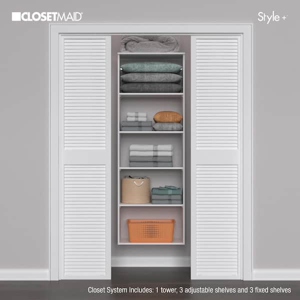 Style+ 25 in. W White Hanging Wood Closet Tower