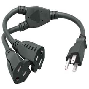 14 in. 14 AWG Power Cord Splitter Cable (2 NEMA 5-15R to 1 NEMA 5-15P)