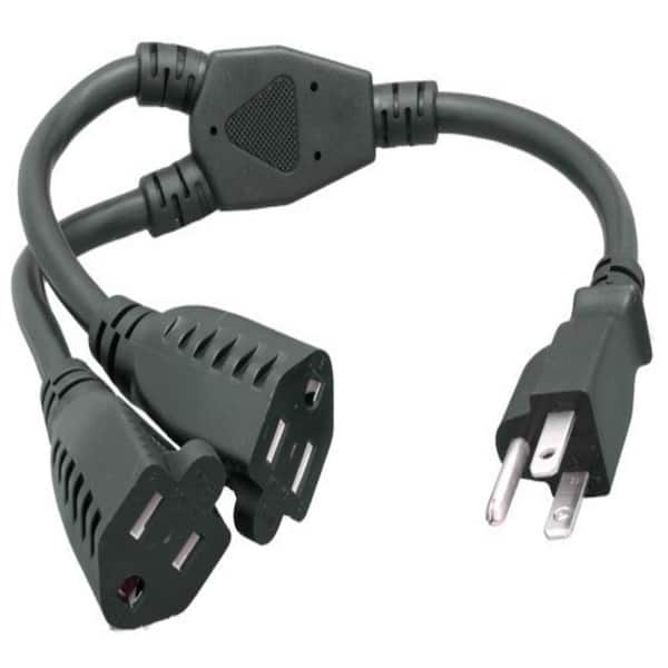 SANOXY 14 in. 14 AWG Power Cord Splitter Cable (2 NEMA 5-15R to 1 NEMA 5-15P)