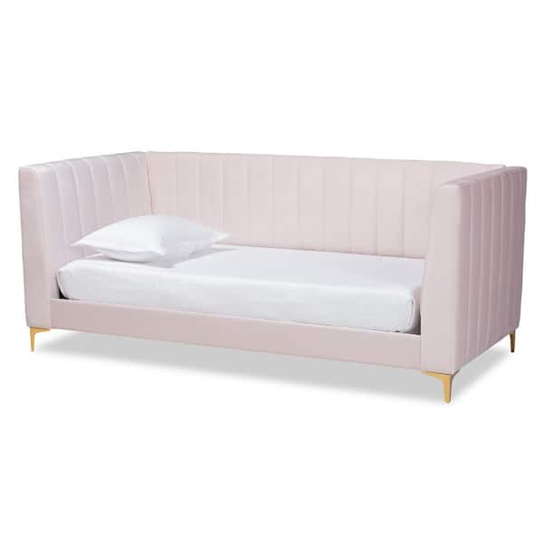 Baxton Studio Oksana Light pink/Gold Twin Daybed