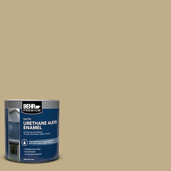 BEHR PREMIUM 1 qt. #S320-4 Oat Field Satin Enamel Urethane Alkyd Interior/Exterior Paint