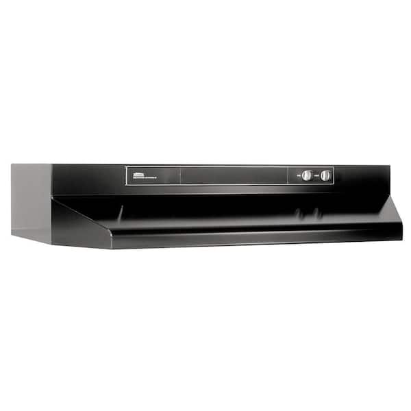 Broan-NuTone 46000 Series 24 in. 260 Max Blower CFM Covertible Under-Cabinet Range Hood with Light in Black