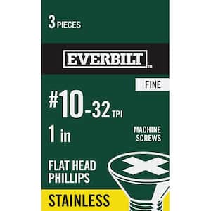 #10-32 x 1 in. Stainless Steel Phillips Flat Head Machine Screw (3-Pack)