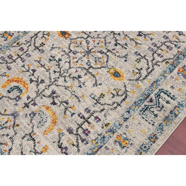 Montana 9 x 12 Ivory/Yellow Bordered Pattern Area Rug for High Traffic Living Room Dining Room Bedroom