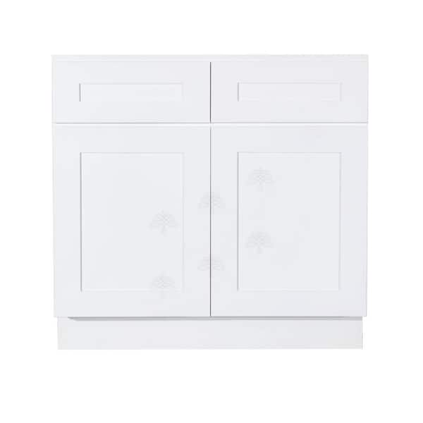 LIFEART CABINETRY Lancaster White Plywood Shaker Stock Assembled Sink Base Kitchen Cabinet 42 in. W x 34.5 in. H x 24 in. D