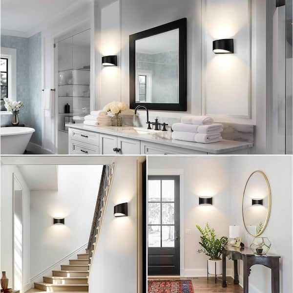 8 in. 1-Light Modern Black Wall Sconce with Adjustable Rectangle Lantern Shade for Hallway