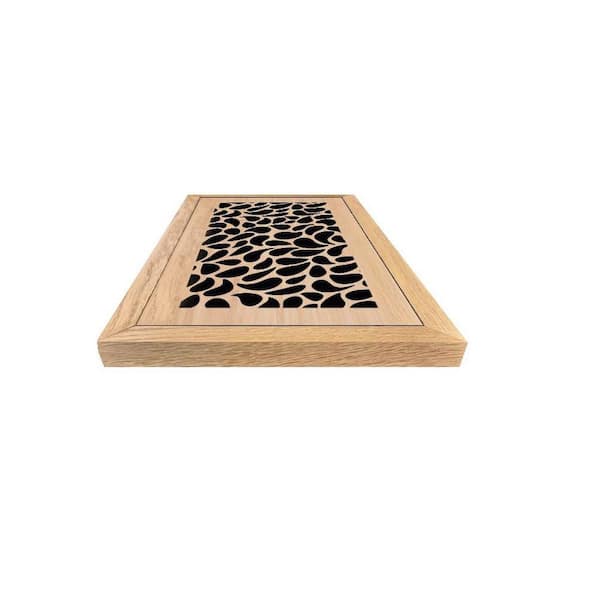 Duct Opening Size 6x12-Overall Size 9x15 Rain Drop Design Hardwood Floor Register Flush Mount with Installation Box