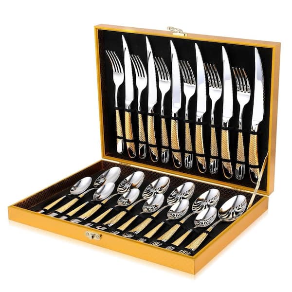 24-Piece Silver Stainless Steel Flatware Set (Service for 6)