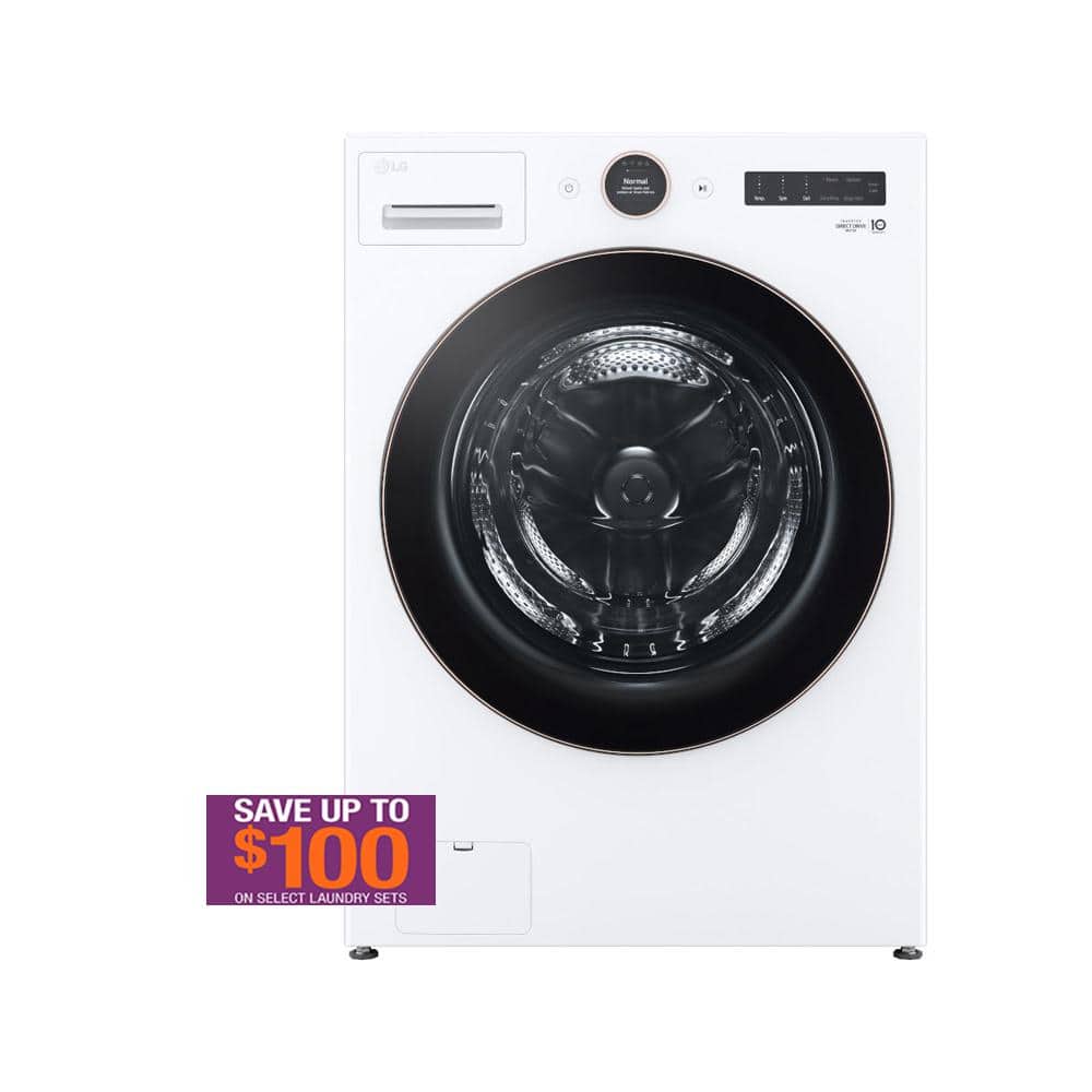 LG 5.0 cu. ft. Stackable SMART Front Load Washer in White with TurboWash 360 and Allergiene Steam Cleaning