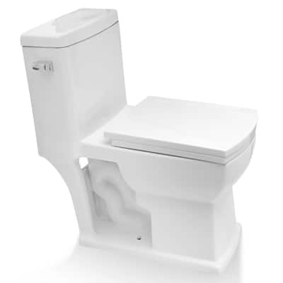 Carol 1-Piece 1.28 GPF Single Flush Round Toilet in White, Seat Included