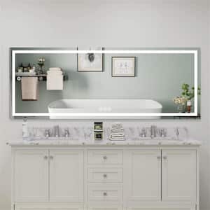 MOC 96 in. W x 36 in. H Large Rectangular Frameless LED Lighted Wall Mount Bathroom Vanity Mirror with Memory Function