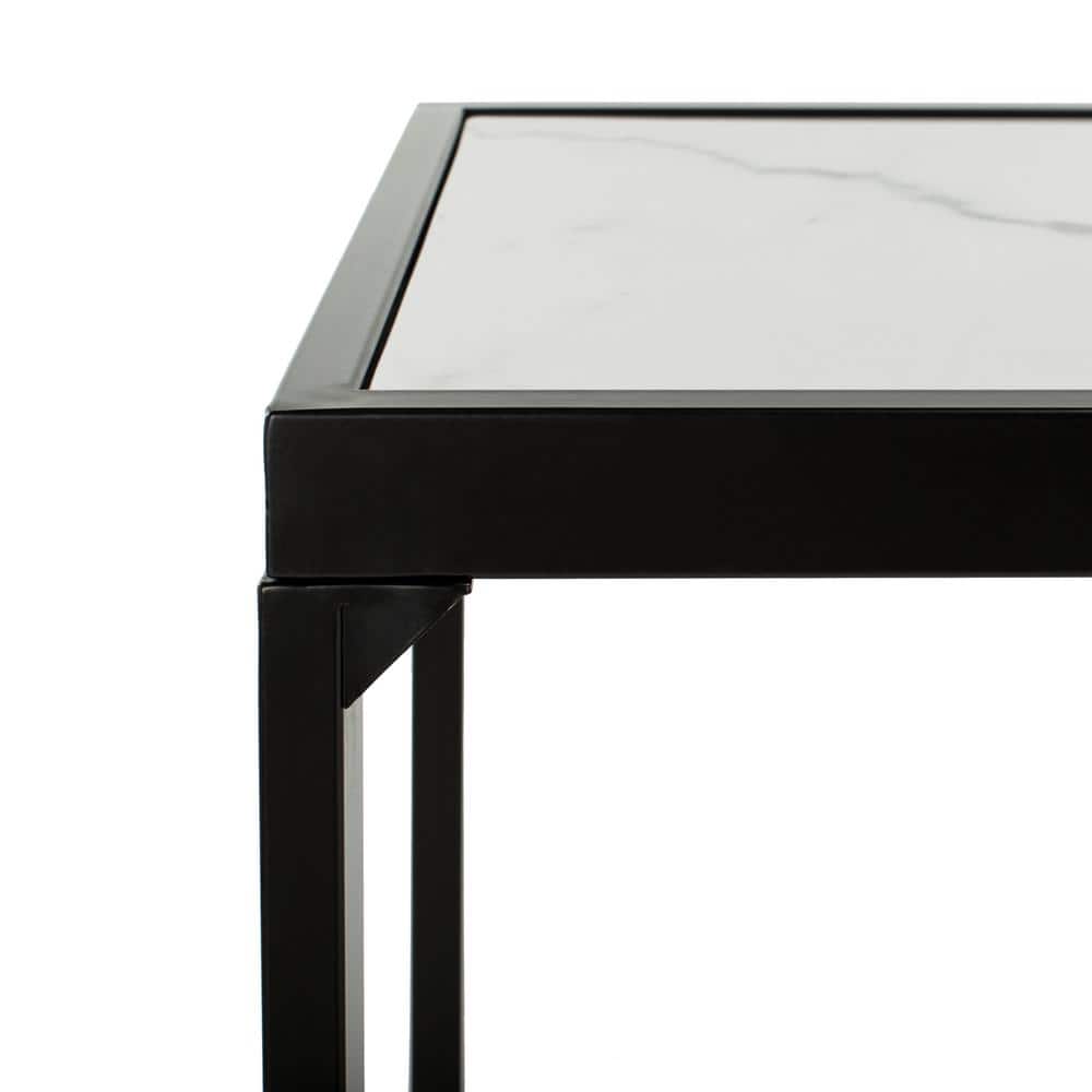 Zuri Black and White Marble Rectangular Console Table