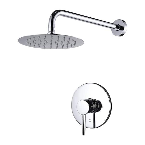 Single Handle 1-Spray Shower Faucet 1.8 GPM with High Pressure 8 in. Rain Shower Head in Chrome (Valve Included)