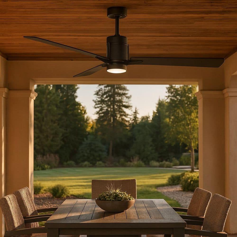 Atticus 56.0 in. Indoor/Outdoor Integrated LED Matte Black Ceiling Fan with Remote Control price history on PriceWatchPro
