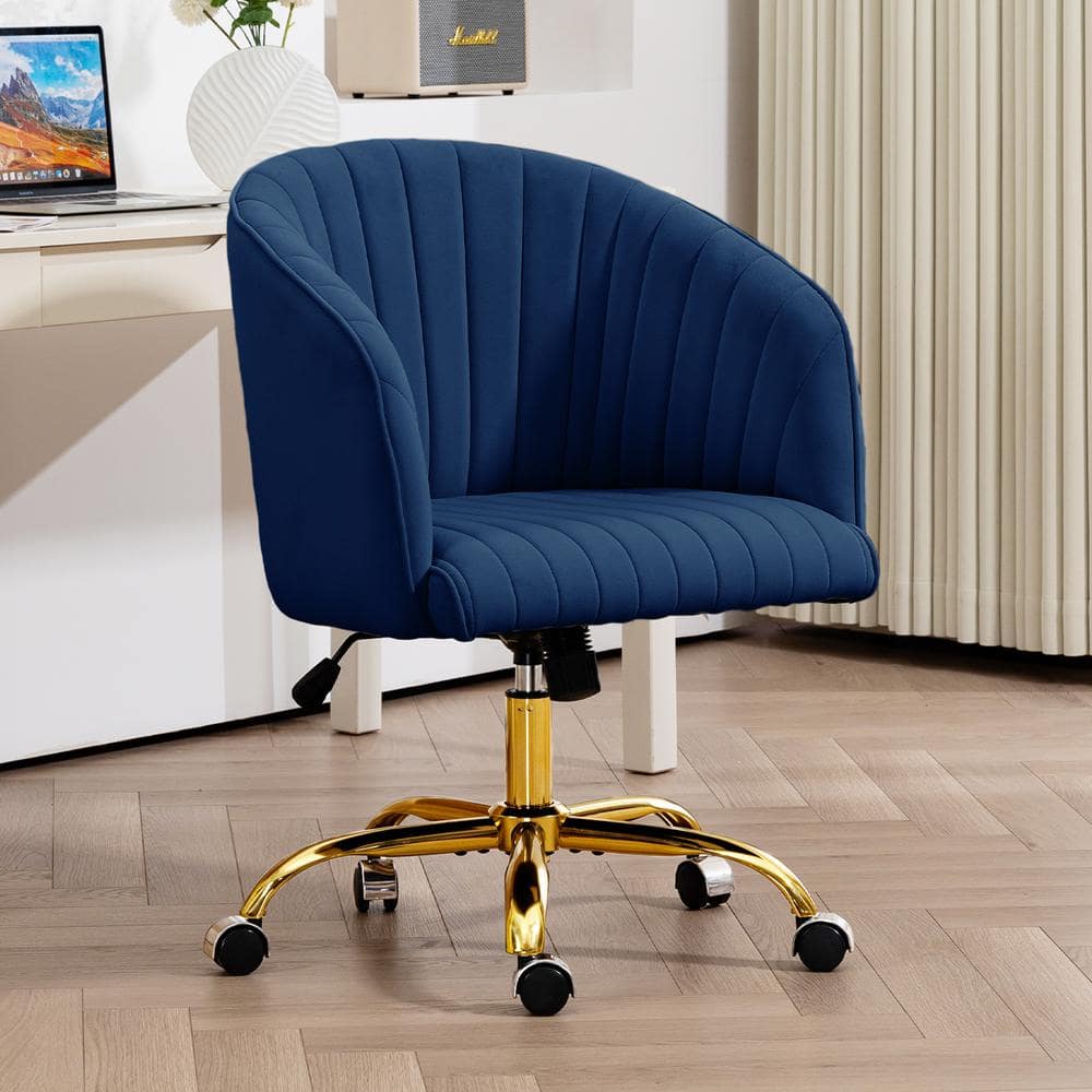 JEAREY Modern Navy Velvet Height Adjustable Office Desk Chair with ...