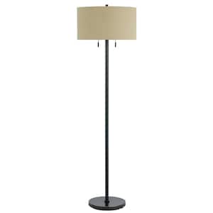 59 in. Bronze 2 Dimmable (Full Range) Standard Floor Lamp for Living Room with Cotton Empire Shade