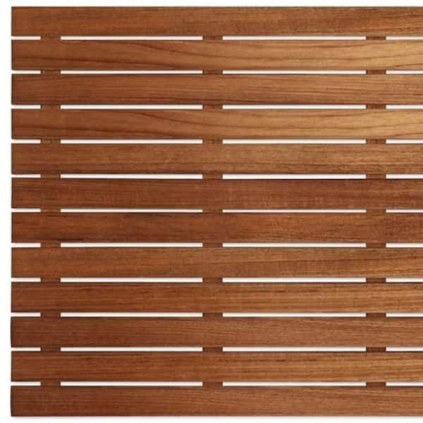25 in. x 18 in. Brown Solid Color Wood Rectangle Bath Mat