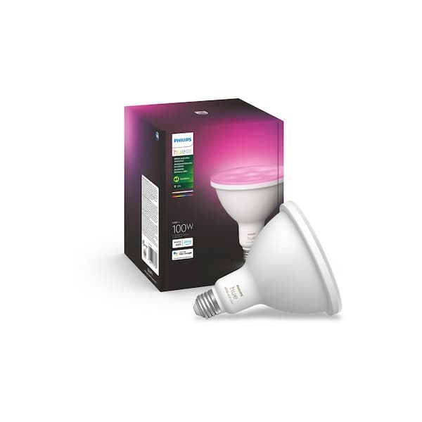 Philips Hue 100-Watt Equivalent PAR38 Smart Waterproof Color Changing Light Bulb (1-Pack)