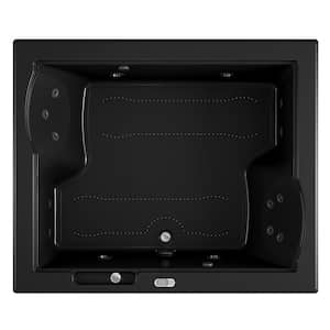 Fuzion Salon Spa 71.75 in. x 59.75 in. Rectangular Combination Bathtub with Center Drain in Black