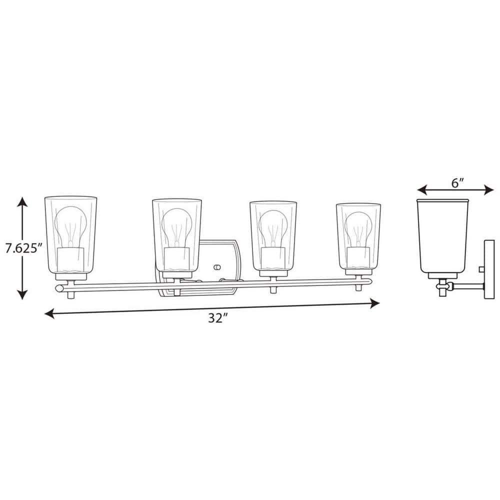 Adley Brushed Nickel 4-Light Bath Vanity with Clear Glass Shades