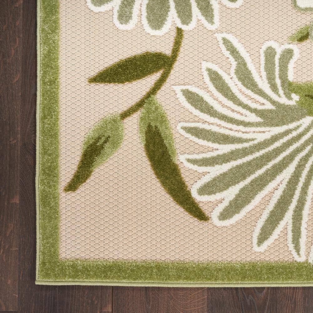 Ivory Green Floral Flatweave 9' x 12' Outdoor Rug
