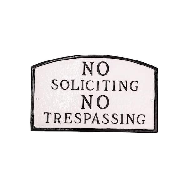 No Soliciting, No Trespassing Arch Large Statement Plaque - White/Black