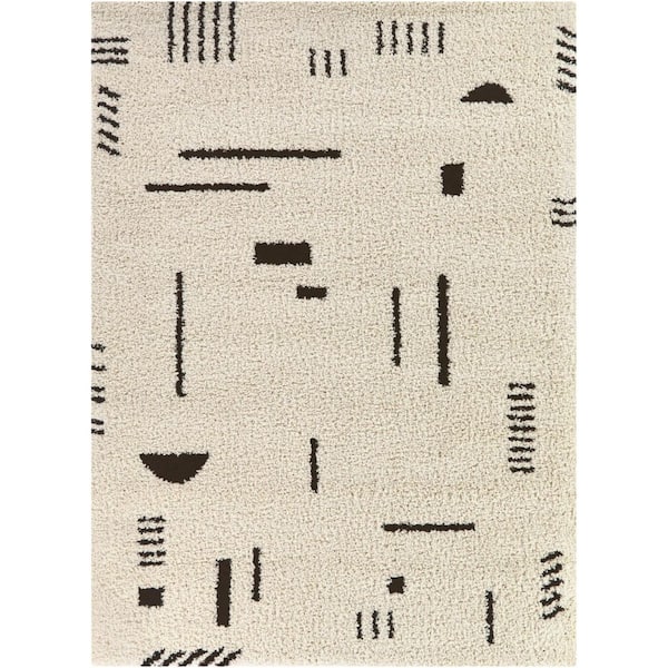 Rupa Cream/Charcoal 5 ft. 3 in. x 7 ft. Moroccan Area Rug