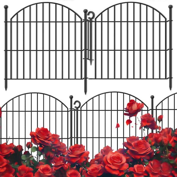 24 in. x 10 ft. No-Dig Garden Fence, 5-Pack Metal Animal Barrier with Lock - Arched Proof Fence for Flower Beds, Yard