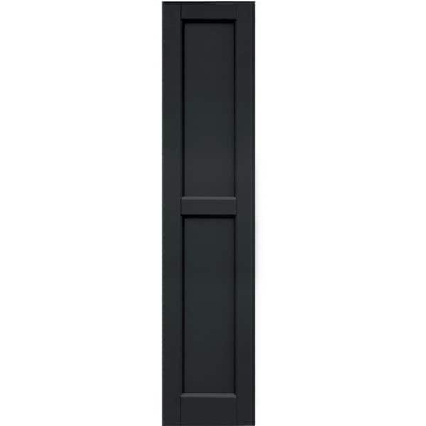 Winworks Wood Composite 12 in. x 55 in. Contemporary Flat Panel Shutters Pair #632 Black