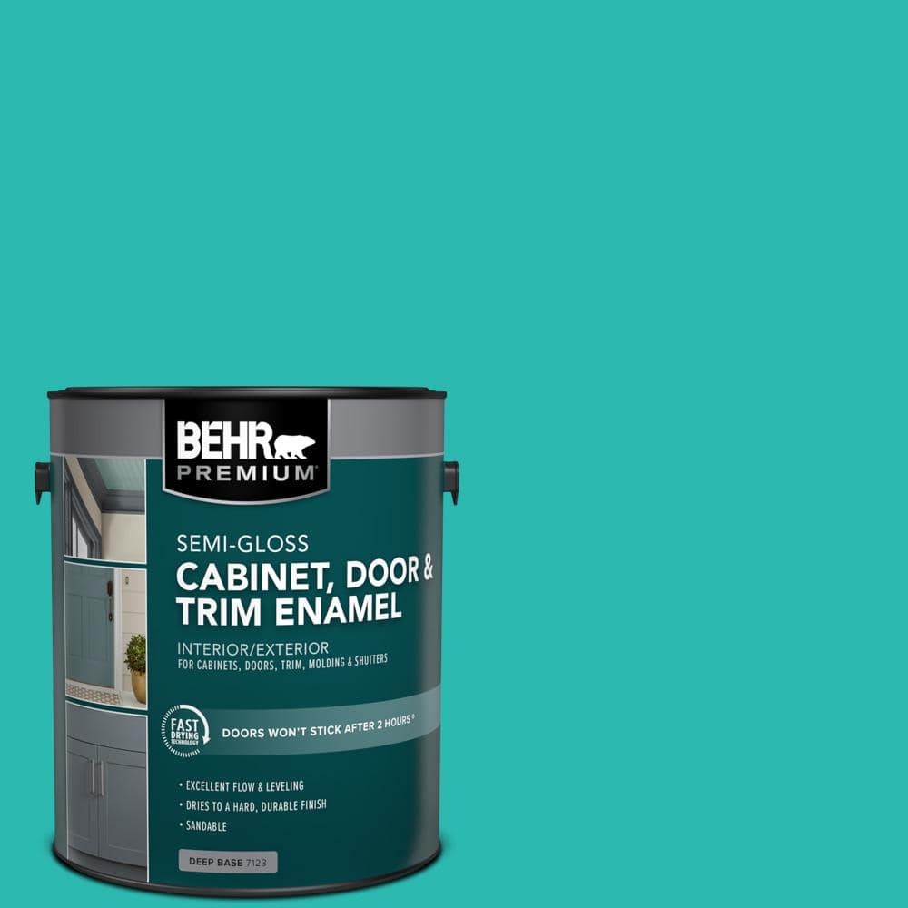 1 gal. #P450-5 Island Aqua Semi-Gloss Enamel Interior/Exterior Cabinet, Door & Trim Paint price history on PriceWatchPro