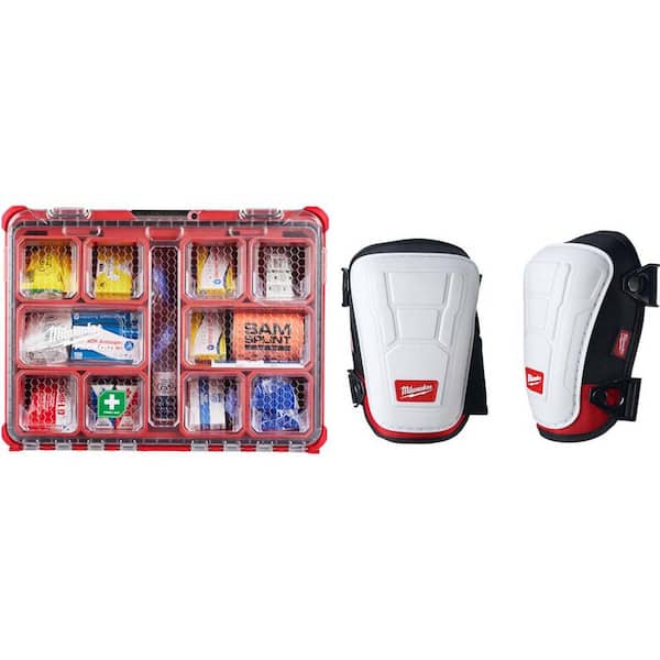 Milwaukee Class B Type 3 Packout First Aid Kit (193-Piece) with Non Marring Performance Knee Pad