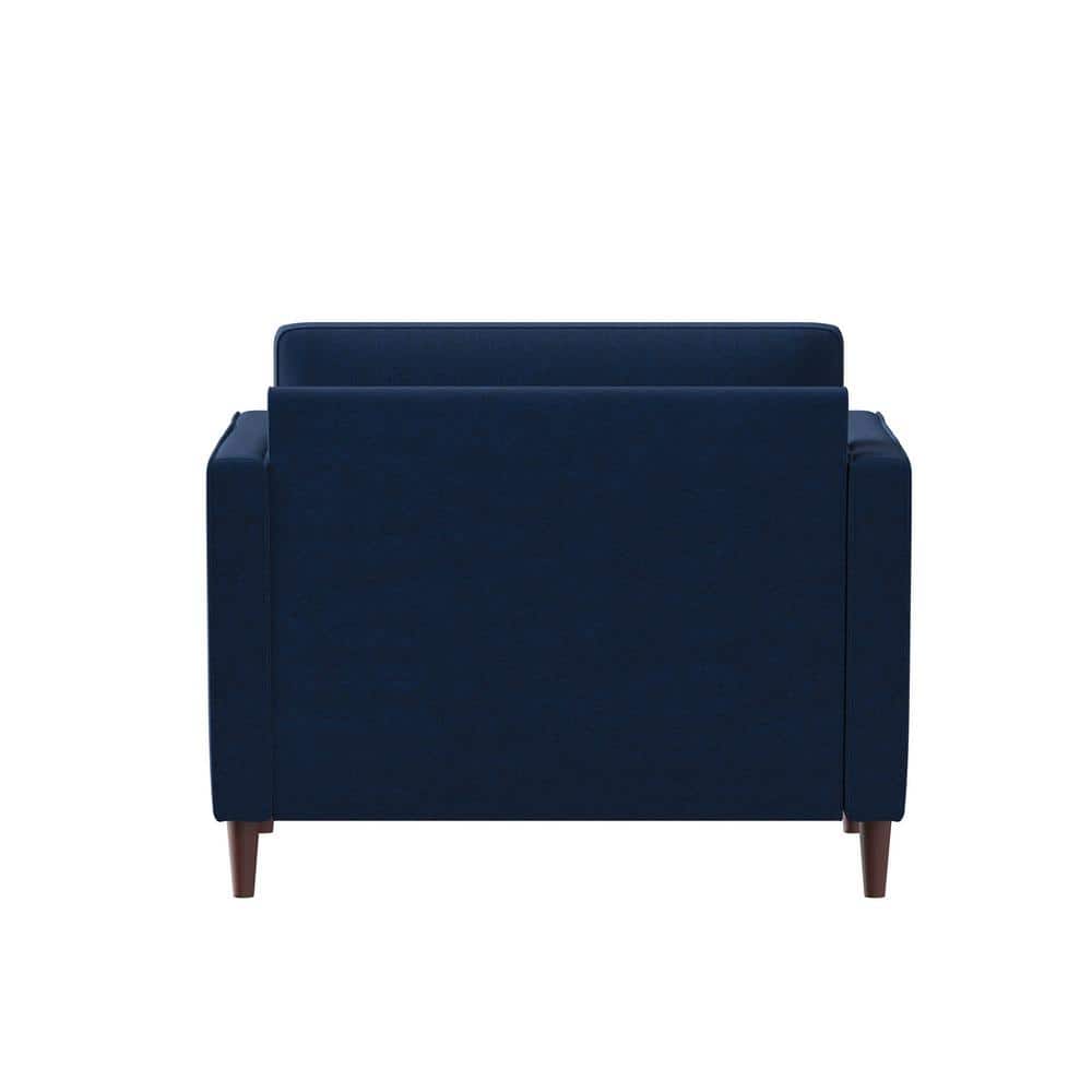 Elegant Navy Blue Microfiber Accent Chair with Wood Legs