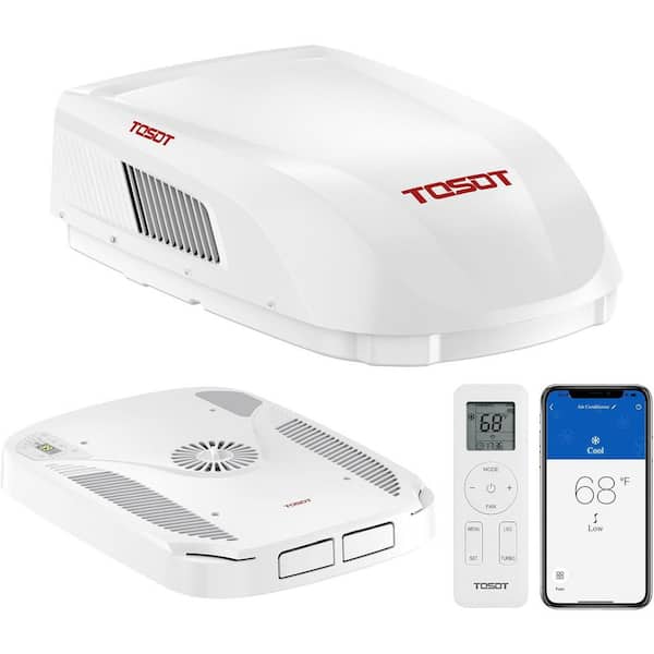 16,000 BTU GO Cool RV Air Conditioner, Non-Ducted Camper Rooftop AC Unit with Heat Pump, WiFi and Remote Control, White