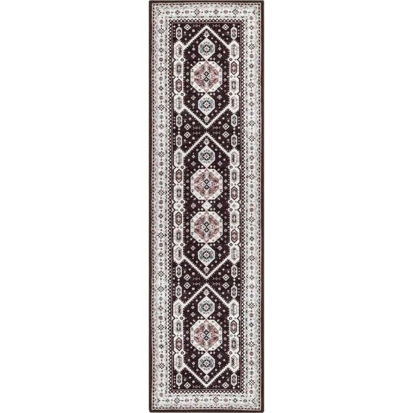 Seven Kings Rug Well Woven Kings Court Kama Tribal Medallion Washable, Black 2 ft. x 7 ...
