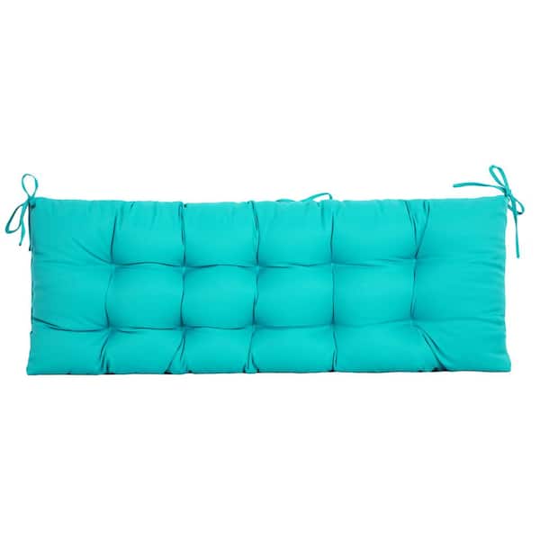 BLISSWALK Outdoor Seat Cushions Bench Settee Loveseat Tufted Seat Pillow of Wicker for Patio Furniture (Lake Blue)