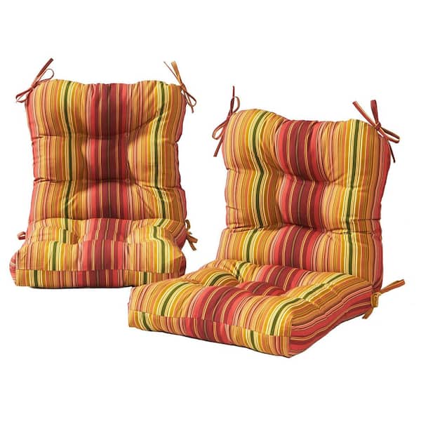 Greendale Home Fashions Kinnabari Stripe 21 in. x 42 in. Outdoor Dining Chair Cushion (2-Pack)