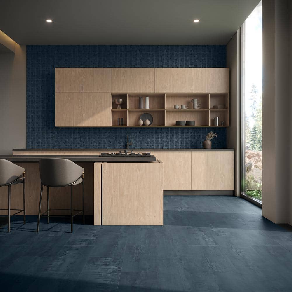 Blue 12x24 Matte Porcelain Metal Look Tile