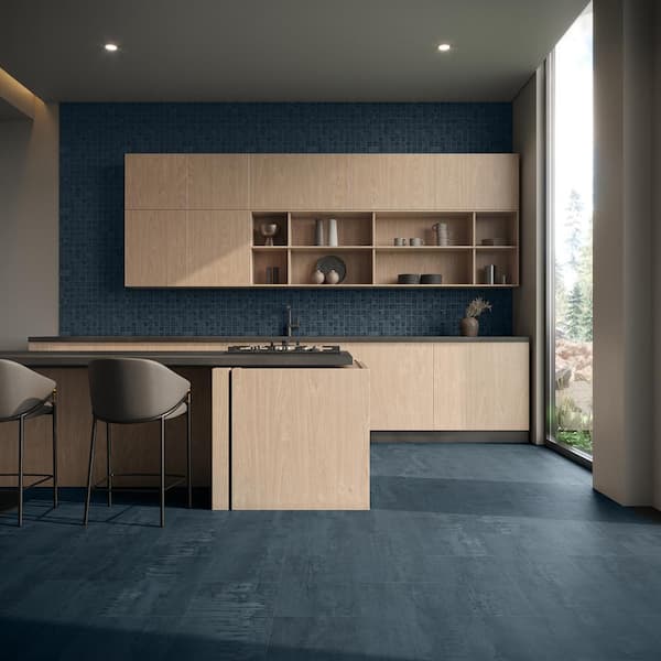 Angela Harris Metallic Dark Blue 12 in. x 24 in. Matte Porcelain Floor and Wall Tile (15.49 Sq. Ft. / Case)