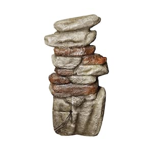 Rustic Brown 30 in. Tall Resin Outdoor 5 Tiered Water Fountain Waterfall Design