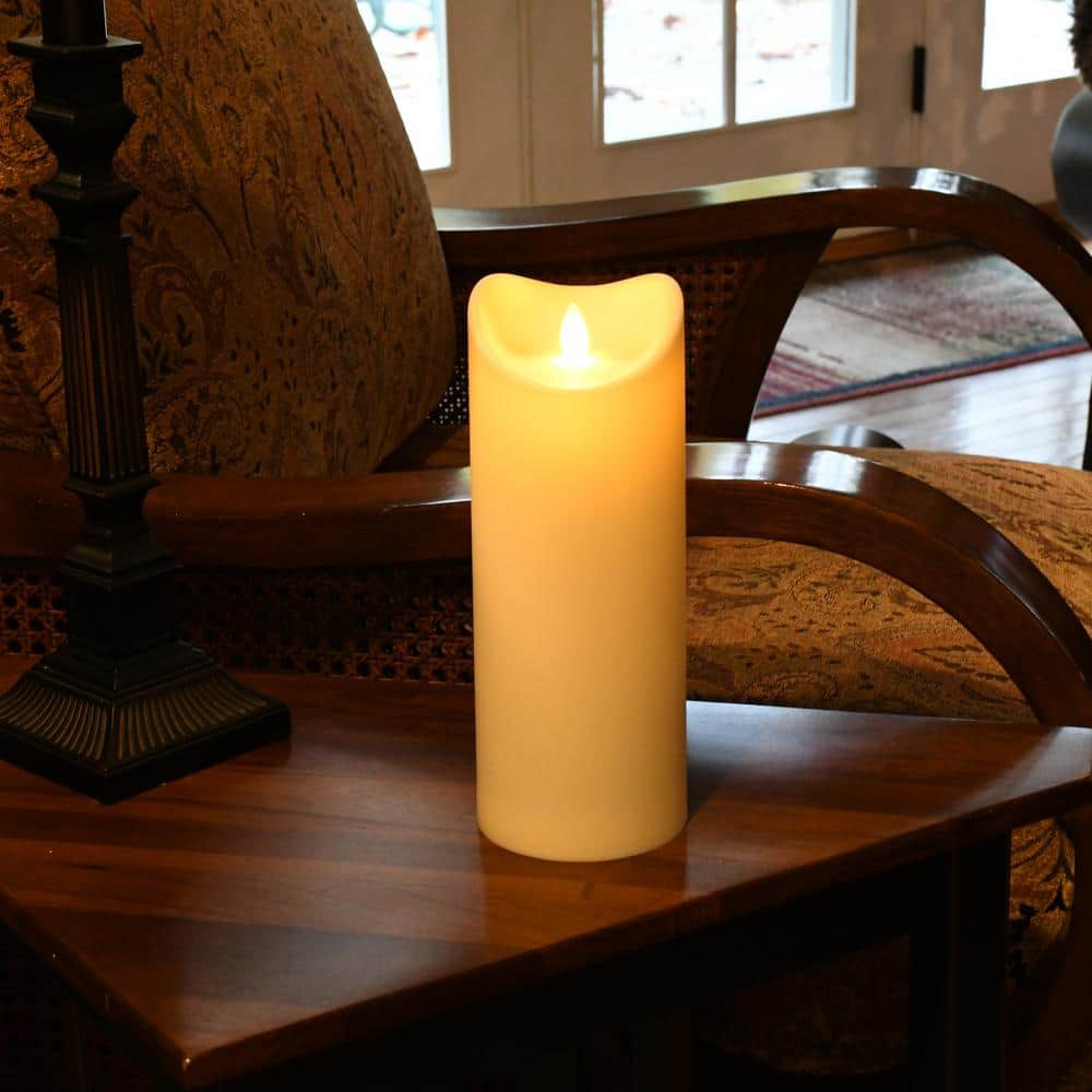 Cream LED Flameless Scented Pillar Candle with Motion Flame